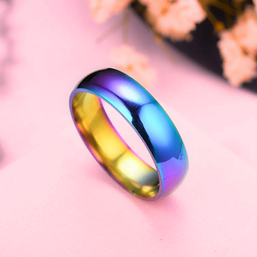 Rainbow Anodized Titanium Ring for Women and Men – Happy Unisex Jewelry