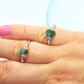 1.2Ct Oval Cut Natural Moss Agate Gemstone Ring Cz Accent With 14K Gold Plating Over Solid Silver for Women