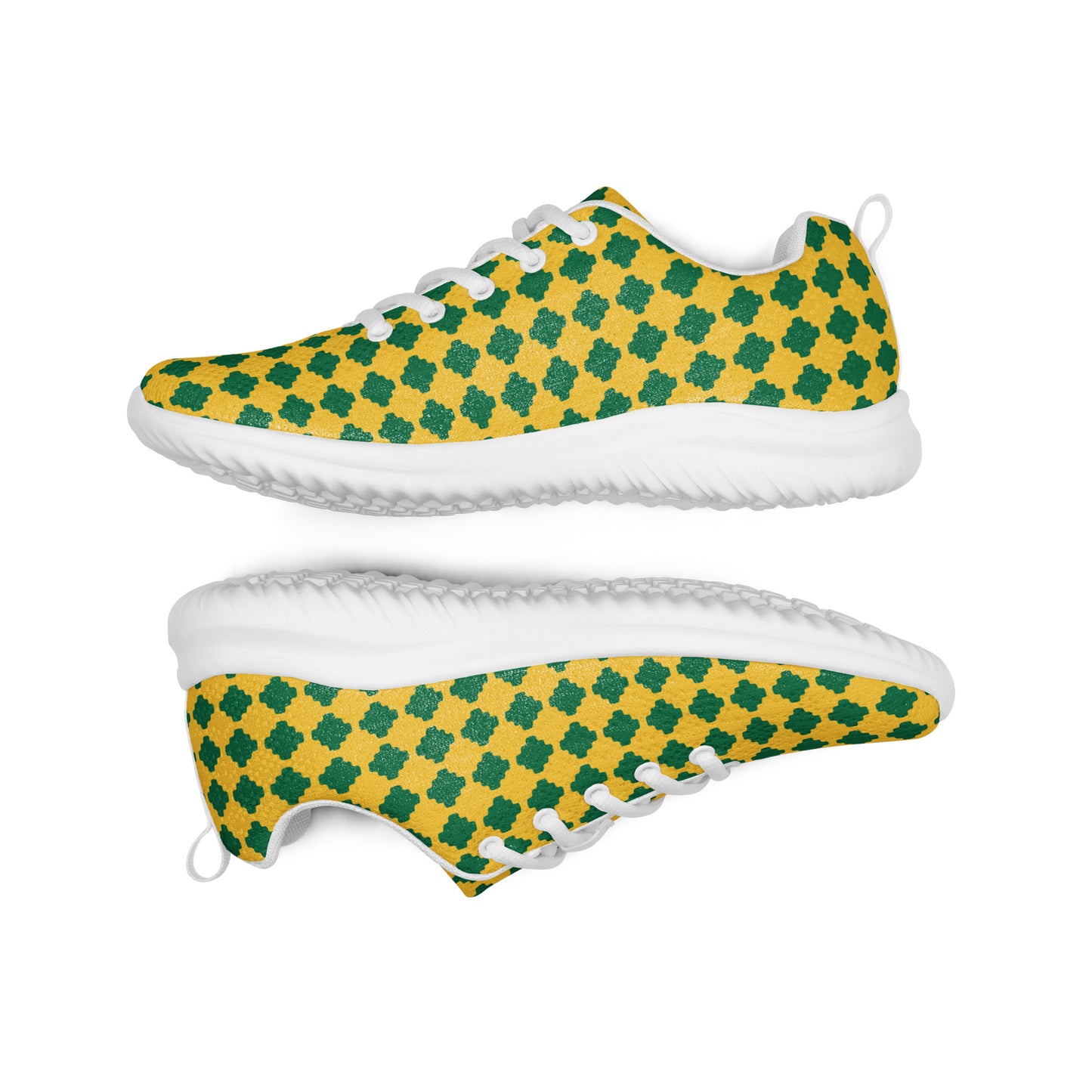 DASH Pixel Green Gold Men’s Athletic Shoes Lightweight Breathable Design by IOBI Original Apparel