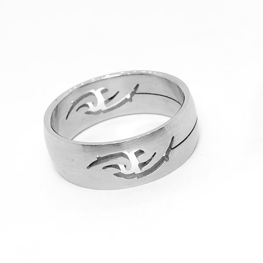 Cut Out Tribal Wide Stainless Steel Band