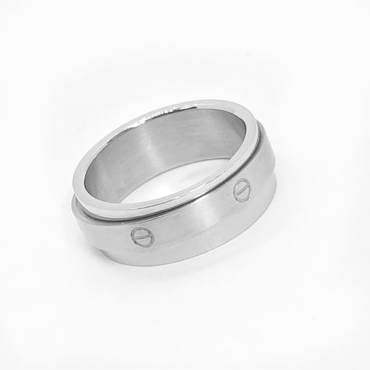 Silver Love Band Stainless Steel  Spinner Ring