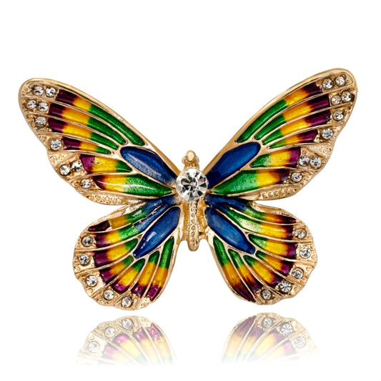 Multi Color Butterfly CZ Crystal Brooch Pin
