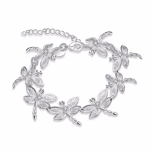 Dragonfly Chain Silver Bracelet