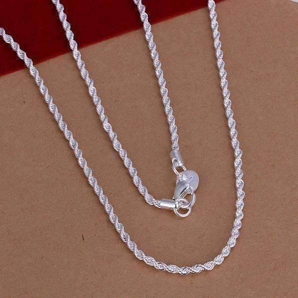 Feshionn IOBI Necklaces ON SALE - Diamond Cut Rope Chain Silver Necklace 18, 20, 22 or 24 inches