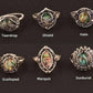 Feshionn IOBI Rings Shield Abalone Shell and Black Crystal Vintage Silver Ring