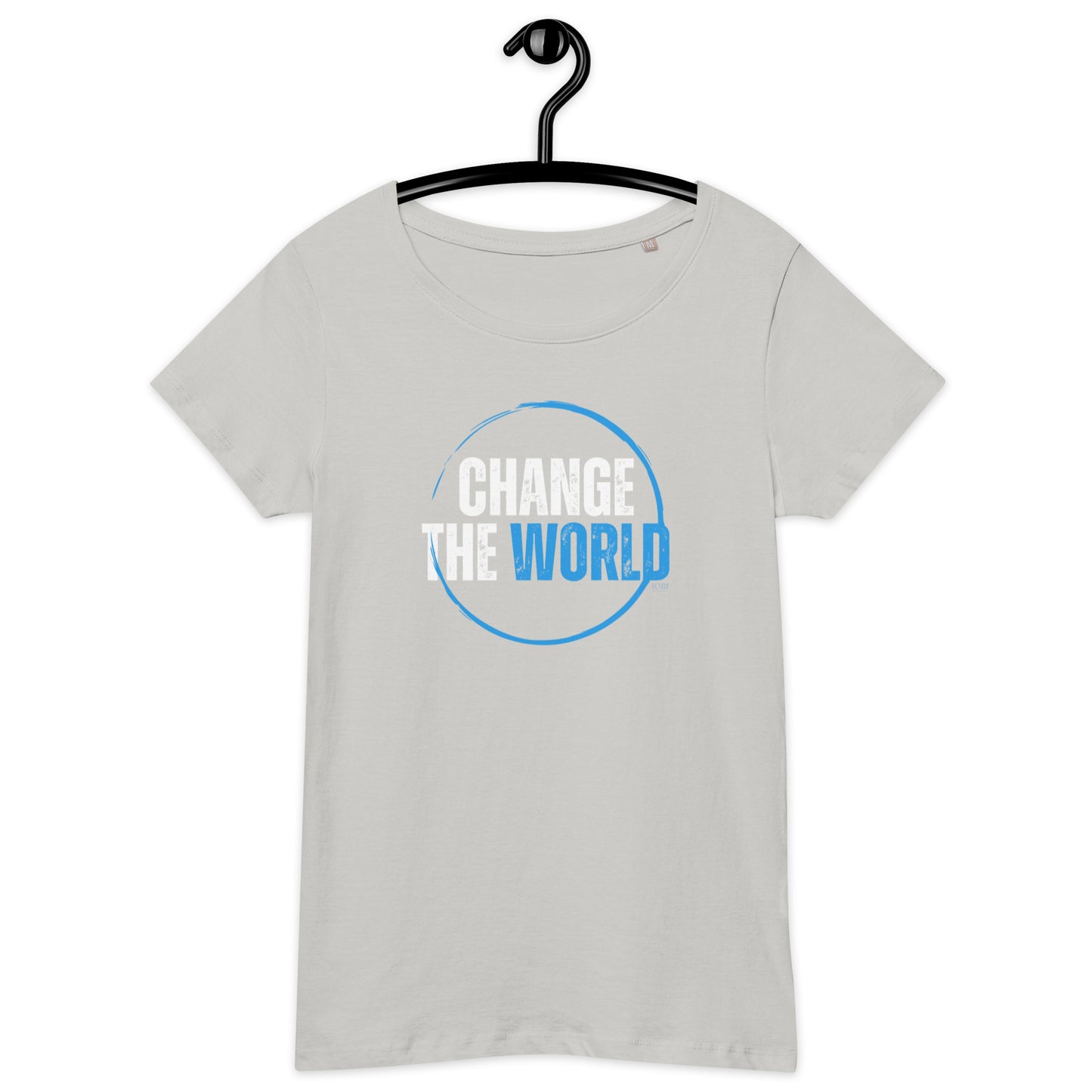 Women’s Basic Organic Eco-Friendly T-Shirt Soft Scoop Neck Change The World Design by IOBI Original Apparel