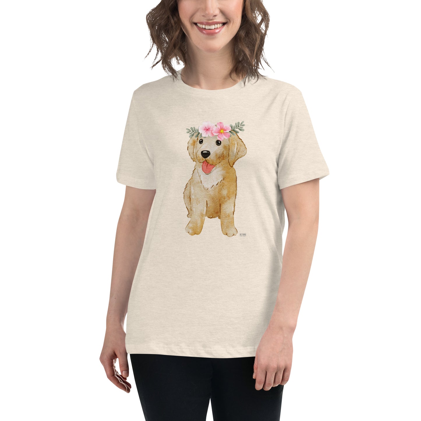 Women's Relaxed Soft & Smooth Premium Quality T-Shirt Labrador Puppy Dog Design by IOBI Original Apparel