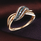 Blue Wave 14K Solid Yellow Gold Natural Blue and White Diamonds Ring Band for Women