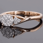 Stunning Cluster Frost 18K Solid Rose Gold with 16 Natural Diamonds Ring Band for Women