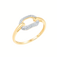 Iced Link 14K Solid Yellow Gold with Natural Diamonds Ring Band for Women
