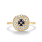 Pillow Cushon Design 14K Solid Yellow Gold with 14 Natural Diamonds and Blue Sapphire Ring Band for Women