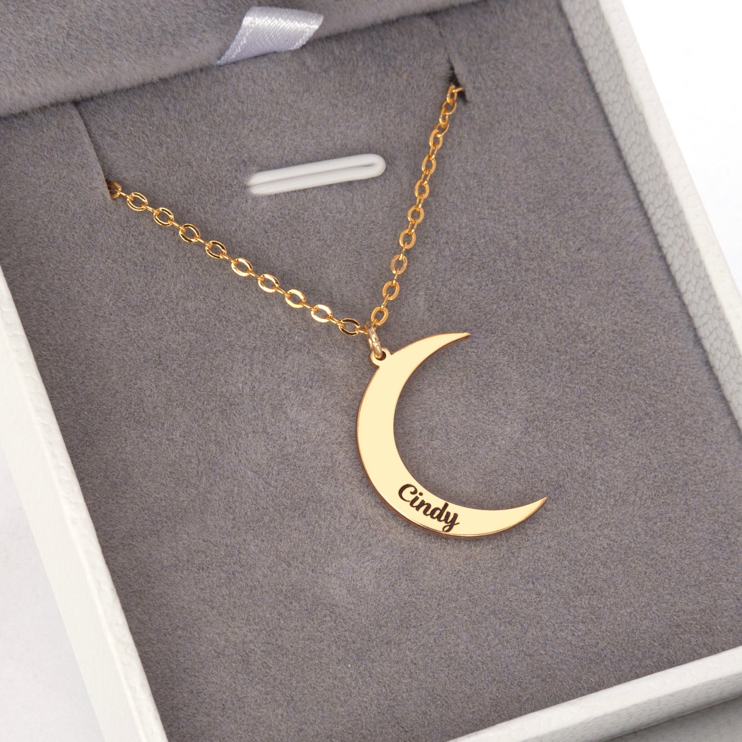 Personalized Crescent Moon Name Necklace – Custom Sterling Silver Pendant, Celestial Jewelry Gift for Her, Perfect for Birthdays or Holidays