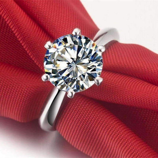 Feshionn IOBI Rings 5 Genevieve 3CT Round Cut IOBI Cultured Diamond Solitaire Ring