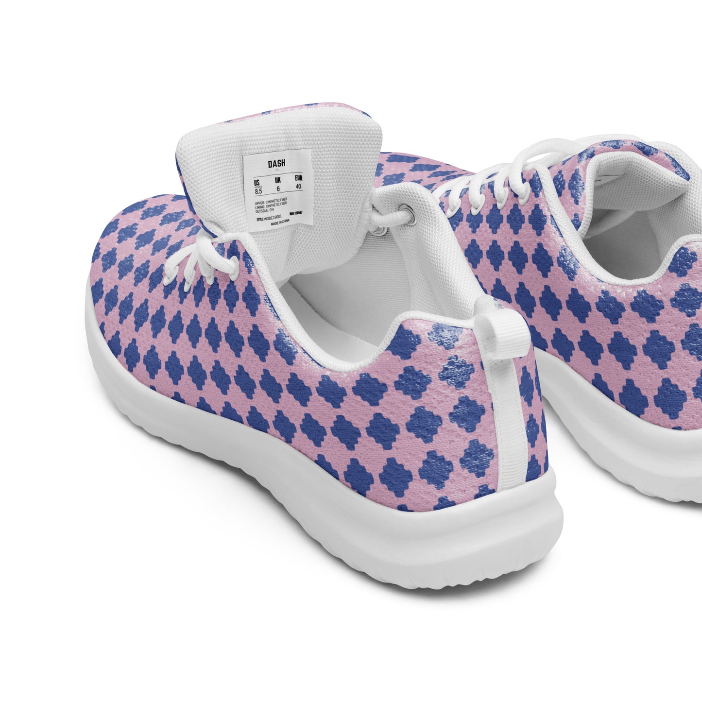DASH Pixel Blue Pink Men’s Athletic Shoes Lightweight Breathable Design by IOBI Original Apparel