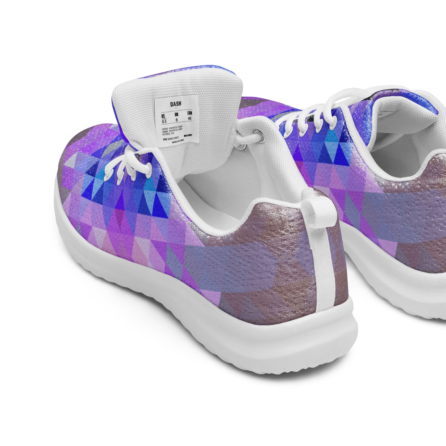 DASH Geo Purple Men’s Athletic Shoes Lightweight Breathable Design by IOBI Original Apparel