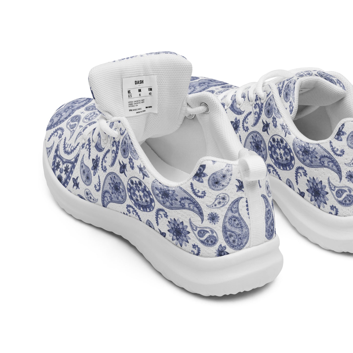 DASH Paisley White Men’s Athletic Shoes Lightweight Breathable Design by IOBI Original Apparel