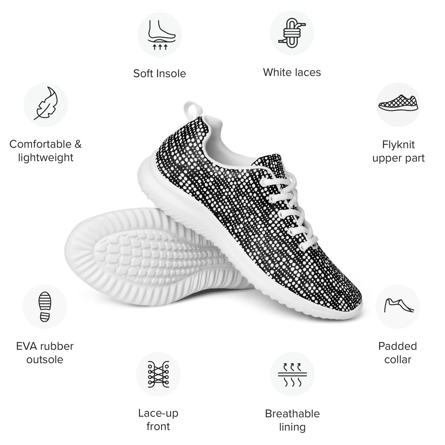 DASH Code Black Men’s Athletic Shoes Lightweight Breathable Design by IOBI Original Apparel