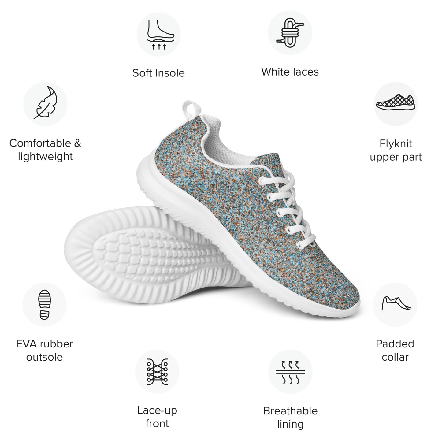 DASH Million Pixel Men’s Athletic Shoes Lightweight Breathable Design by IOBI Original Apparel