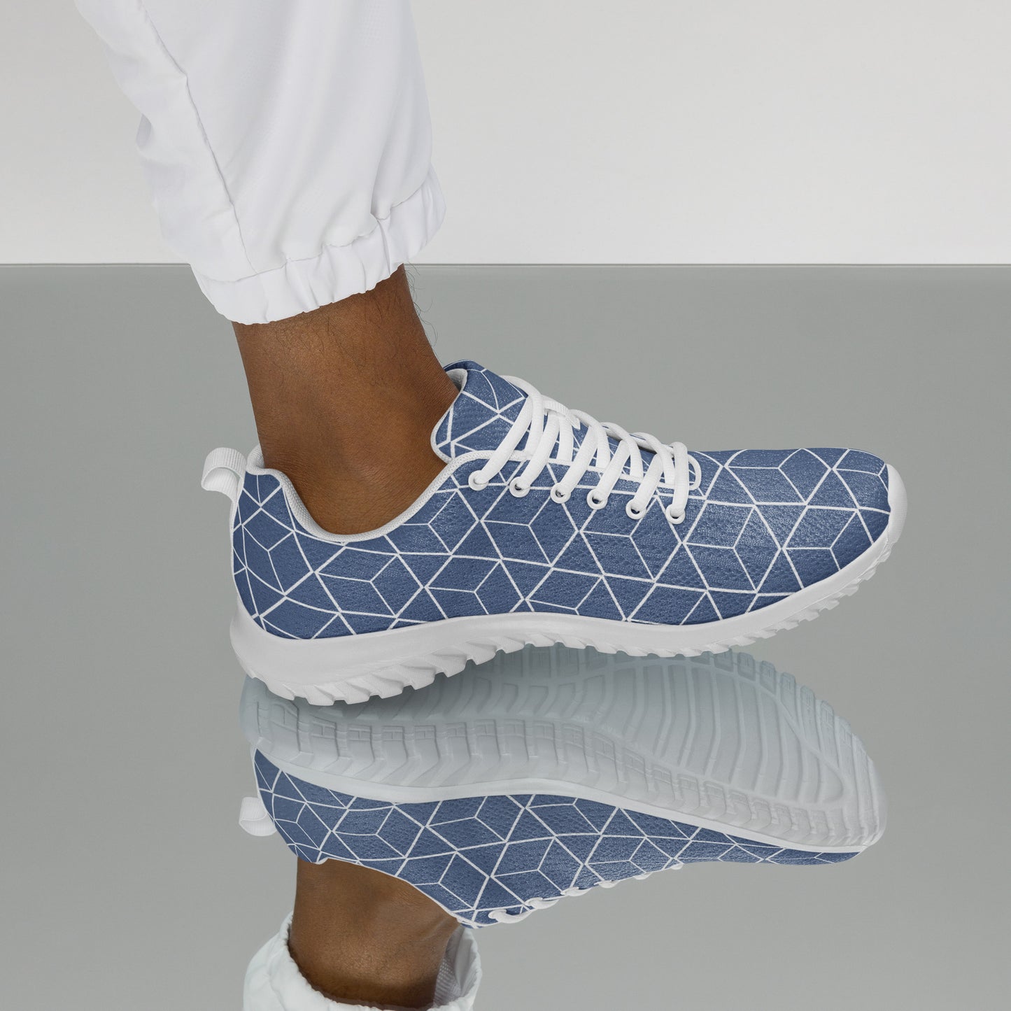DASH Geo Kashmir Blue Men’s Athletic Shoes Lightweight Breathable Design by IOBI Original Apparel