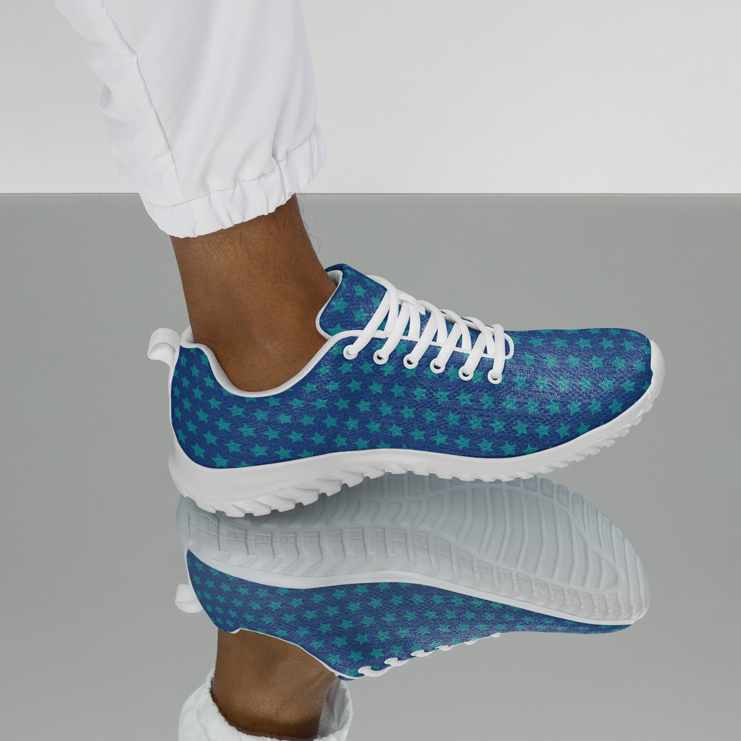 DASH Stars Blue Men’s Athletic Shoes Lightweight Breathable Design by IOBI Original Apparel