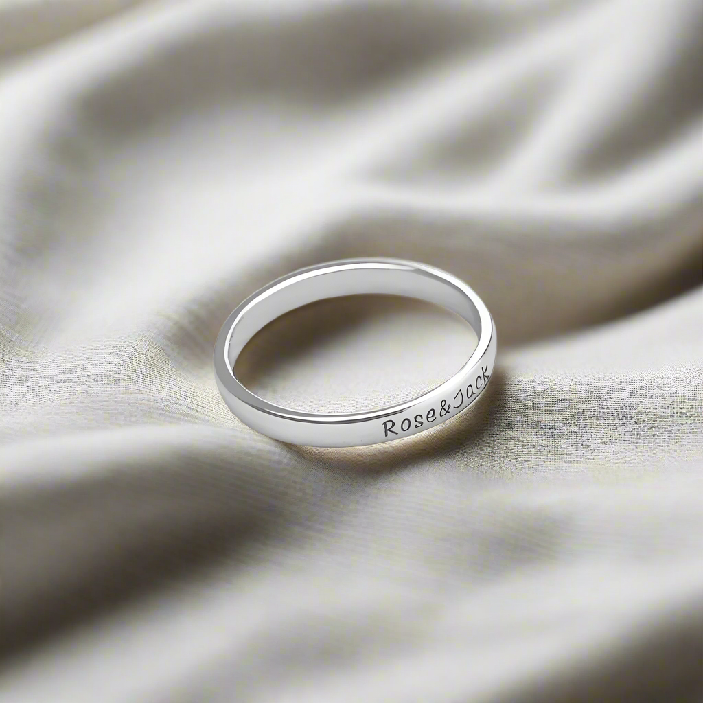 Custom Name Ring - Minimalist 925 Sterling Silver Skinny Band | Personalized Stacking Ring | Dainty Engraved Ring | Mothers Gift, Baby Shower Gift