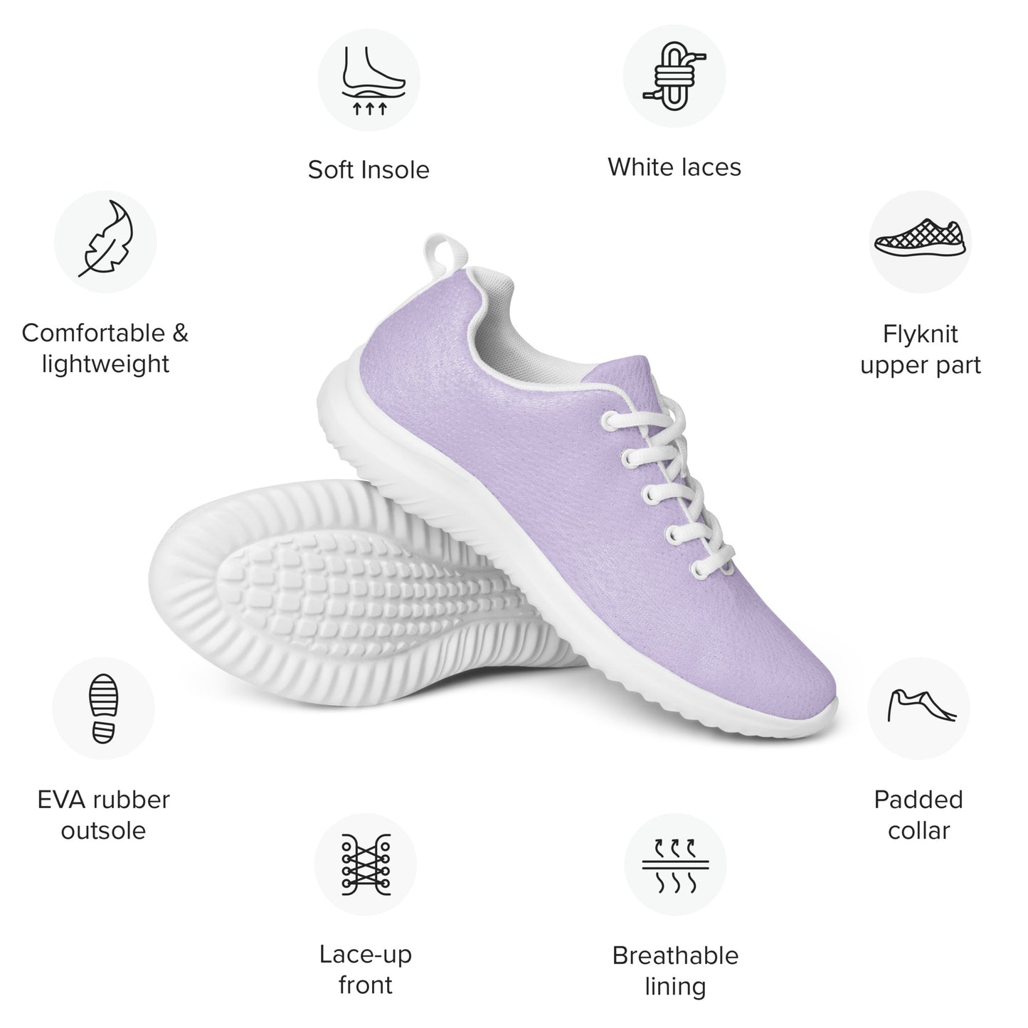 DASH Lavender Women’s Athletic Shoes Lightweight Breathable Design by IOBI Original Apparel