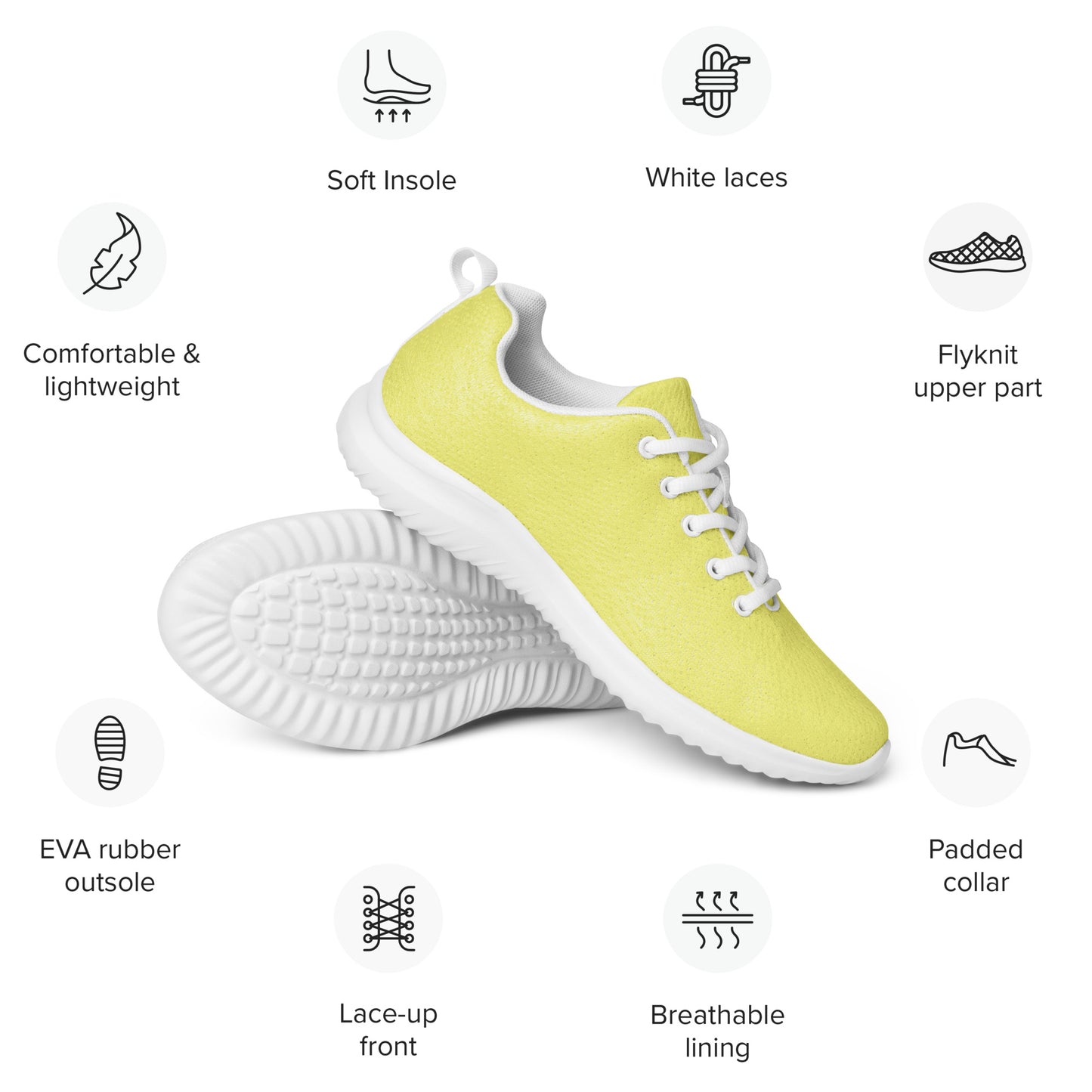 DASH Lemonade Yellow Women’s Athletic Shoes Lightweight Breathable Design by IOBI Original Apparel