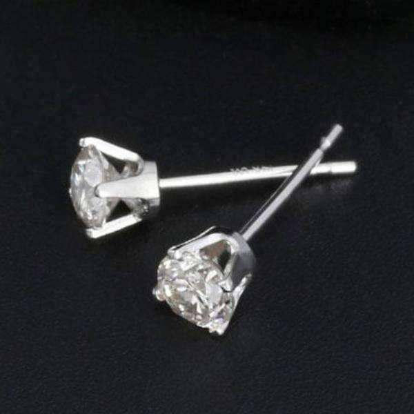 Genuine 0.20CTW Diamond Stud Earrings 14K White Gold by Feshionn IOBI