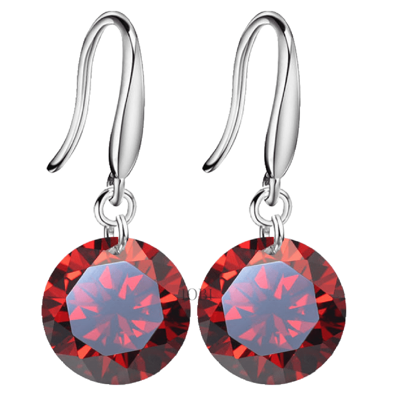 Exotic Ruby Naked IOBI Crystals Silver Drill Earrings - 10mm for Woman