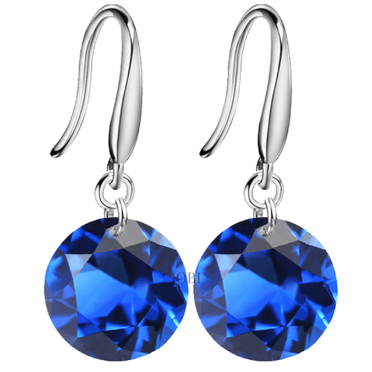 Exotic Sapphire Naked IOBI Crystals Silver Drill Earrings - 10mm for Woman