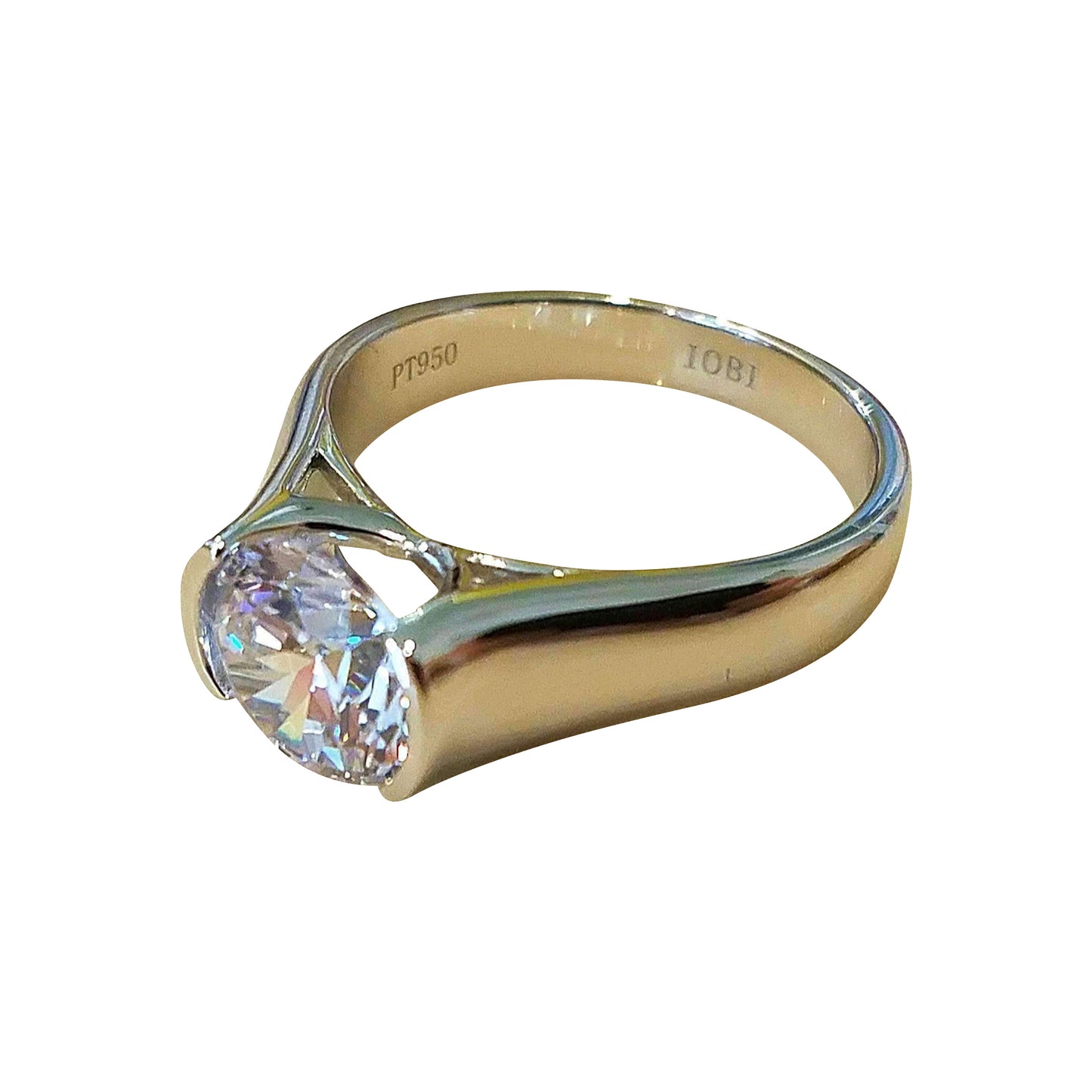 Veronique 2CT Round Semi-Bezel Set IOBI Simulated Diamond Solitaire Ring
