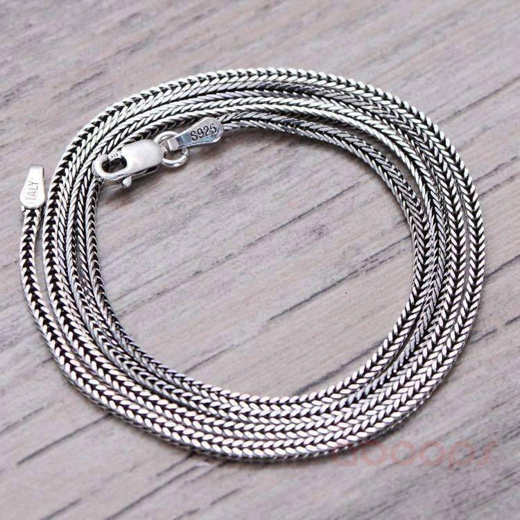 Fine Foxtail Link Sterling Silver Chain Necklace 20-24 inches for Men