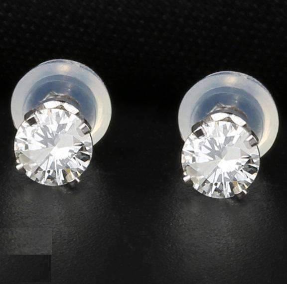 Genuine 0.22CTW Diamond Stud Earrings 14K White Gold by Feshionn IOBI