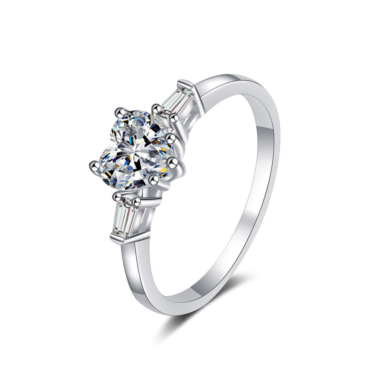 S925 Silver 1.2Ct Heart-Shaped Ring