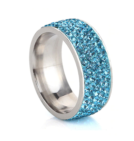 5 Row IOBI Crystals Stainless Steel Eternity Ring