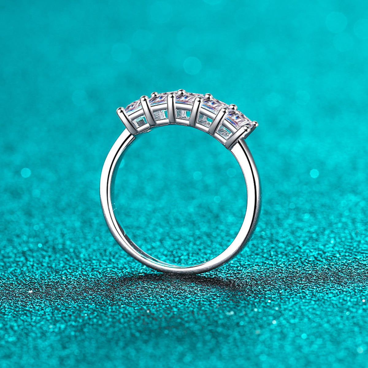 925 Sterling Silver Rectangular Moissanite Ring