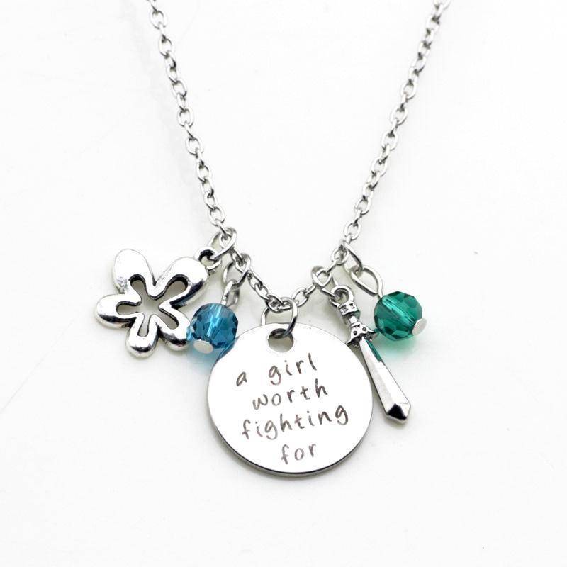 A Girl Worth Fighting For - Stamped Sentiment Necklace
