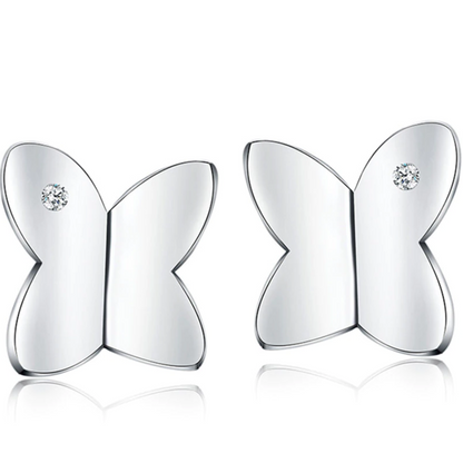 Abstract Butterfly Silver Stud Earrings for Women