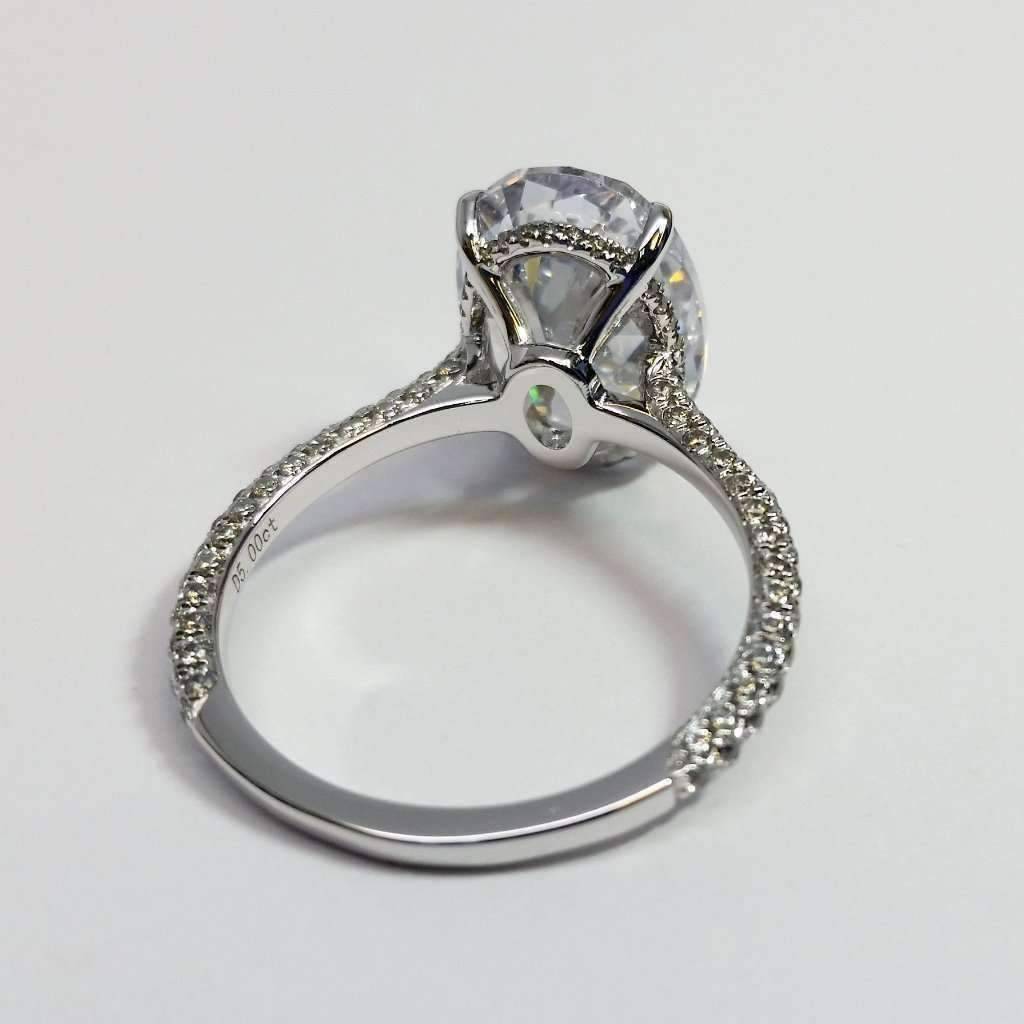 Alexandra 5CT Oval Petite French Pavé Crown IOBI Simulated Diamond Sterling Silver Ring