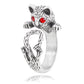 Alley Cat Adjustable Animal Wrap Ring for Women Red Eyes Birthday Holiday Halloween