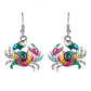 Artsy Crab Enamel Necklace and Earrings Set