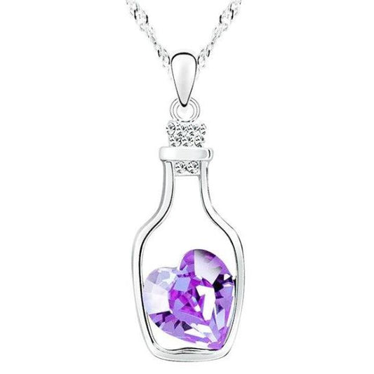 Bottled Up Love IOBI Crystals Necklace In Amethyst For Woman