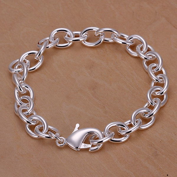 Basic Oval Belcher Link Silver Bracelet