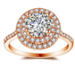 Bella Luce 1.2CT Round Zirconia Double Halo Gold Plated Ring for Woman