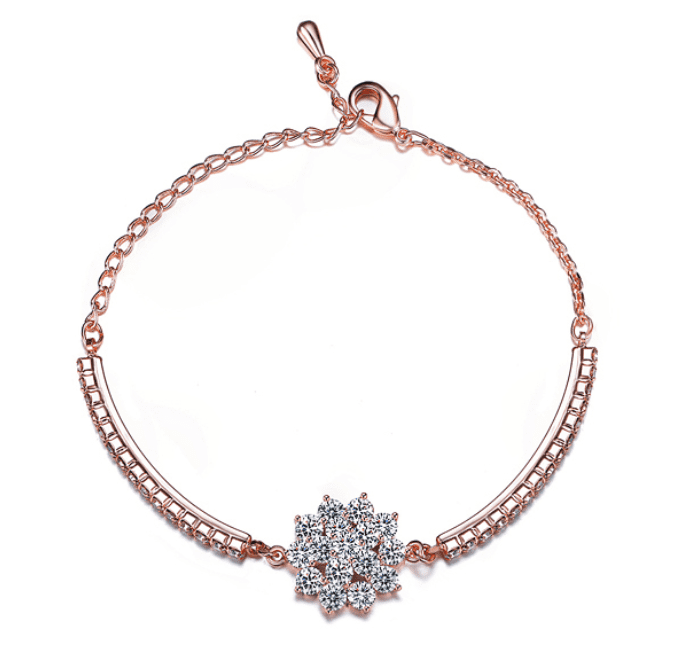 Belle Fleur Austrian Crystal Flower Cup Chain Bracelet for Women