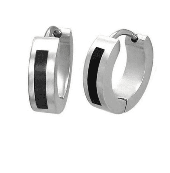 Thin Black Symbols Huggie Hoop Stainless Steel Earrings - Eight Designs