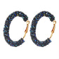Fun-Tastic Crystal Bold Hoop Earrings for Women in Black, Iridescent Black, or Opalescent White