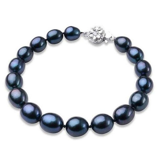 Black Genuine Tahitian Freshwater Pearl Bracelet for Women