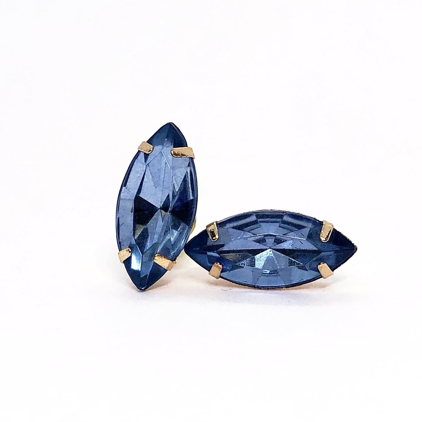 Blue Marquise Rhinestone Stud Earrings