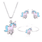 Unicorn Jewelry For Girls 4PC Set Of Necklace, Bracelet And Earrings